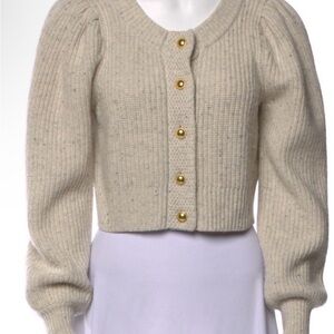 LoveShackFancy Cream Button-Up Cardigan 100% cashmere